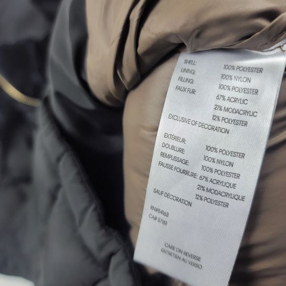 CK Hooded Puffer Jacket Full Zip Faux Fur Size Small - Picture 9 of 9